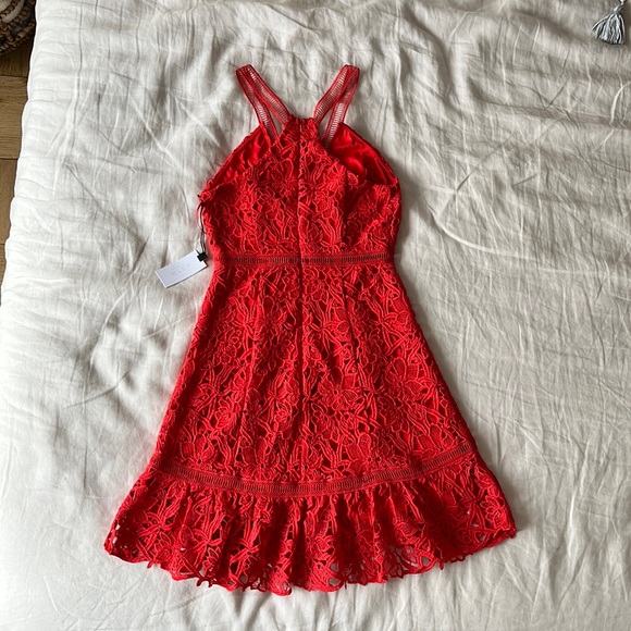 NWT Astr the label red lace mini dress sz. S - Picture 3 of 4